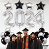 Silver 2024 and Star, Black and Confetti Balloons