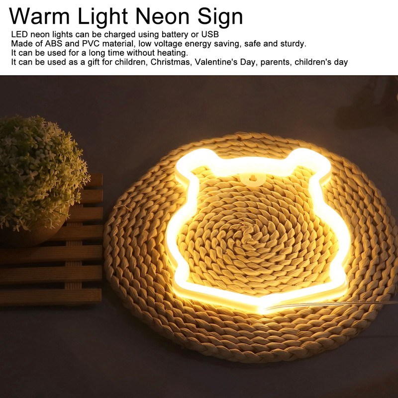 Neon Light LED Bear Shaped Neon Sign Battery Operated USB
