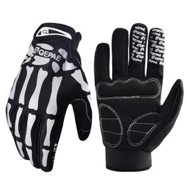 Azarxis Guantes Reflectantes de Esqueleto Hombres y Mujeres, Guantes de Calavera Que Brillan en la Oscuridad, Antideslizantes para Ciclismo,...       