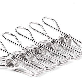 Clothes Pins for Laundry Clips - Heavy Duty Multipurpose Stainless Steel Clothespins Metal Wire Utility Clips Drying Pegs Clamps for Clothesline Outdoor Kitchen Food Bag 28 Pack 2.6 Inch (Silver)
