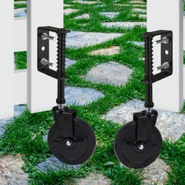 4 Inch Heavy Duty Fence Gate Wheel for Metal Tube, Adjustable Spring Loaded Caster Wheel with 360° Swivel, Black Rubber Gate Wheel with Metal Break, 2 Pack