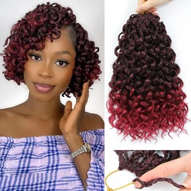 New Gogo Curl Crochet Hair Pre Looped 8 Packs Pre Twisted Curly Crochet Hair for Black Women Beach Curl Wave Crochet Synthetic Hair Extensions (8 Inch (Pack of 8) TBUG#）