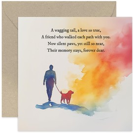 Heartfelt Condolences Card For Loss Of Dog - Unique Sentimental Poem 'Wagging Tail' - Dog Owners Deepest Sympathy Greeting Cards - Sweet Bereavement Card for Family Pet - Mum Dad Parents