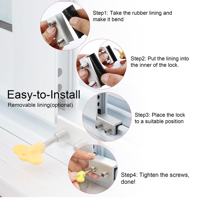 Window Locks, 4 Sets Sliding Security Window Lock with Key