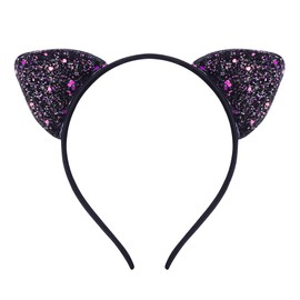 UUYYEO 4 Pcs Glitter Cat Ears Headband Sequin Cat Hairbands Cute Animal Ears Headband Shiny Birthday Party Hair Hoops Sparkly Hair Band Headwear Bling Headpiece Hair Accessories for Girls Daily Wear