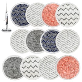 XunHe 12PCS Replacement Steam Mop Pads for Shark S6002UK Steam Mop, Reusable S7000AMZ S7001 S7201 Scrub Mop Pads Steam & Scrub Cleaning Pads for All sealed hard floors Washable Rotating Power Pads