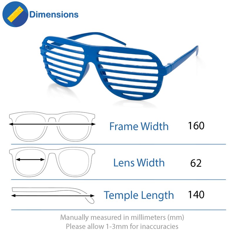 Komonee 5 x Dark Blue Shutter Shades Fun Novelty Plastic