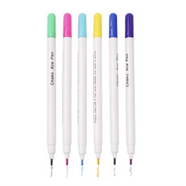 TINAYAUE 6pcs Water Erasable Fabric Marking Pens, Disappearing Ink Marker Gel Pens, Professional Mark Pens, Auto Vanishing Colored Quilting Tracing Sewing Tools Kit for Cloth Textile Paints