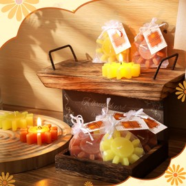 Treela 24 Sets Sun Baby Shower Party Favors Boho Tea Lights Candles for Guests Cute Sun Shaped Burning Tea Light Candles Baby Shower Thank You Tags Return Gifts for Baby Shower