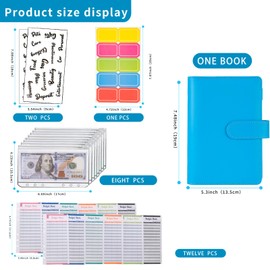 NICOOTHBudget Binder Cash Envelopes A6 Money Saving Binder with Zipper envelopes (Dark Blue)