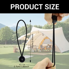 Landrain Pack of 40 10 cm Bungees with Ball, Black Tarpaulin Tensioners