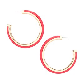 Rosemarie Collections Women's Hypoallergenic Metal Trim Lucite Hoop Earrings (Red 60mm)