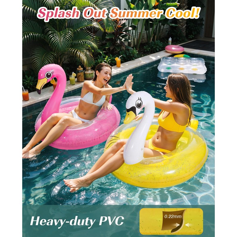 HeySplash Pool Floats, Pool Floaties Inflatable Pool Tubes Rafts for
