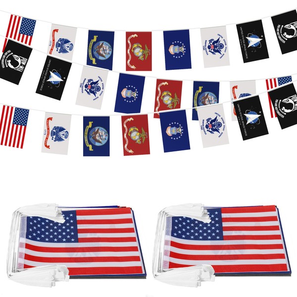 Kinoy 2 String Army Flags USA Military Flags Set All