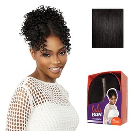 Sensationnel Lulu Bun Updo Hairextensions - Unit 4 Synthetic 3x3.5 HD Lace Parting Quick and Easy Wear Hair Wig Piece (1B OFFBLACK)