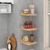 IBUYKE Small Floating Shelf,Wooden Wall Shelf,Set of 3,Display Racks,Hanging Shelf