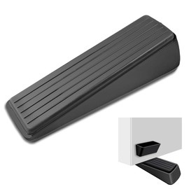 Ruayia Door Stopper Floor Door Wedge Rubber 1 Piece Black Door Stopper Wedge Stainless Steel Holders Non-Slip Scratch-Resistant Non-Toxic No Unpleasant Odour Also on Carpet Tiles Wood All Floors -