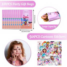 Dekewe Pack of 84 Children's Birthday Party Bags with 12 Slapbands, 50 Stickers, 20 ID Cards and 10 Party Bags for Birthday Party Bags Children