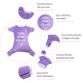 CuteBone Trend Letters Dog Pajamas Clothes Soft Puppy Pjs for Small Dogs P246L I give Free Kisses