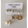 Deluxe Set Aretes 6 En 1 Playeros Concha Joyería Plateados