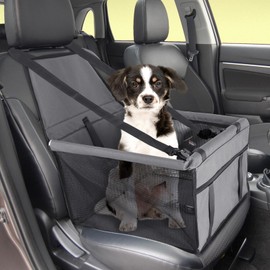 Locmeo Small Dog Car Seat Pet Car Seat for Small Dog 15.8 x 14.6 x 8.7 Inches Puppy Car Seat Dog Car Carrier with Breathable Mesh and Adjustable Dog Seat Belt Dog Travel Bed for Small Pet
