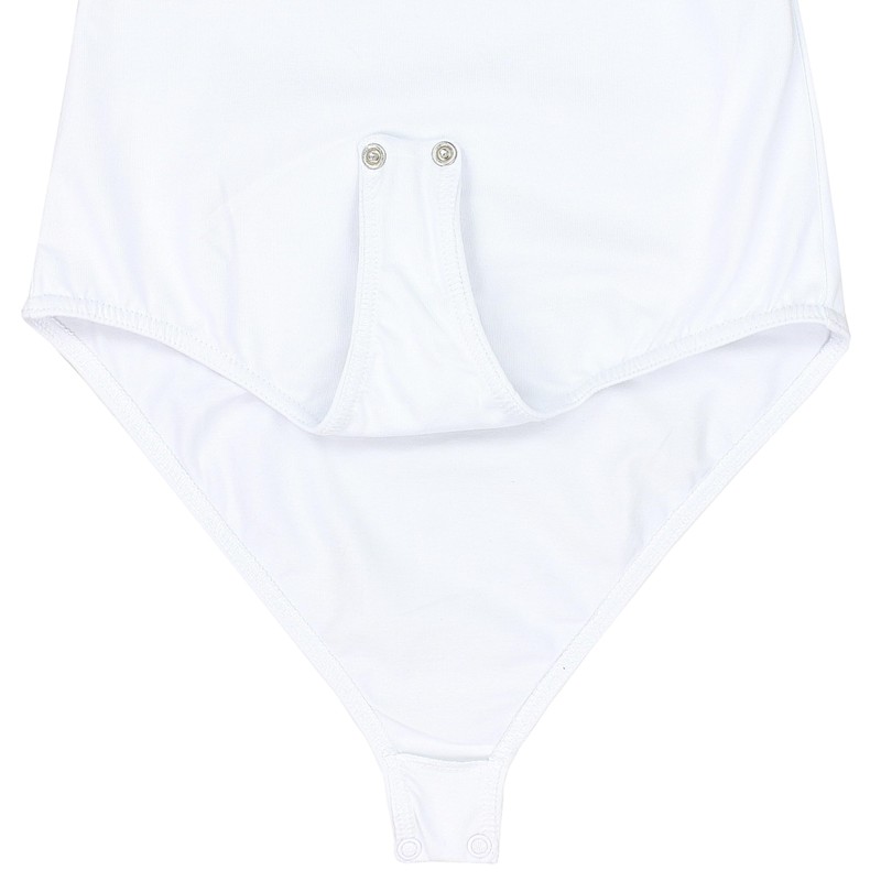 Alkato Women's Long-Sleeved Cotton Bodysuit with Crew Neck, White