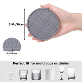 SHILCONYU Silicone Coasters Set of 6, Drink Coaster for Coffee Table Decor, Coasters for Drinks, Beer, Coffee, Hot or Cold, Anti-SLI, Non-Stick, Anti-Overflow Tabletop Protection and Decor (Gray)