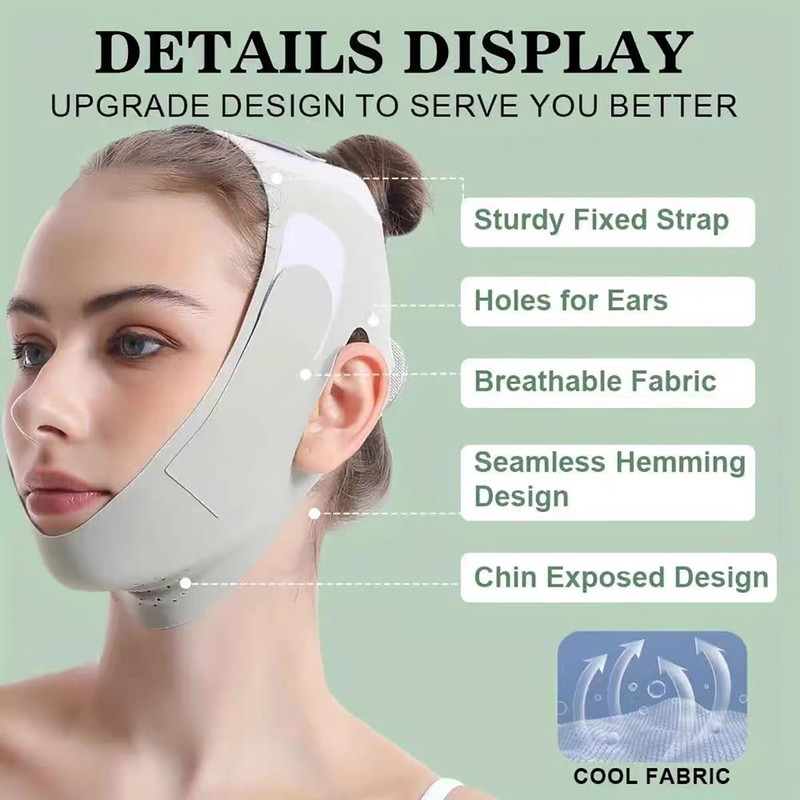 CCAIPU Facelifting Stickers, Breathable, Lightweight Ice Silk V-Face Harnesses (Green)