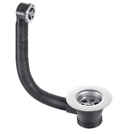 McAlpine FSW2PC Plated Grid Combined Waste and Overflow Sink, Black, Chrome