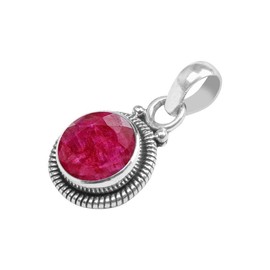 Ruby Stone 925 Sterling Silver Pendant Necklace For Women Girls Gift, Natural Gemstone Pendant Necklace, Solitaire Pendant, Handmae Pendant