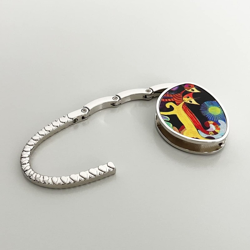 Wrapables Stylish Purse Hook Hanger, Foldable Handbag Table Hanger, Cats