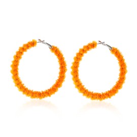 Cute Fluffy Pom Pom Earrings for Women Colorful 5CM Circle Round Faux Fur Hoop Earrings Winter Jewelry Christmas Gifts-orange