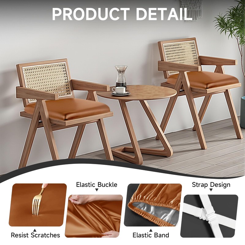 WENZMOC PU Leather Seat Covers for Dining Chairs, 4 Pack