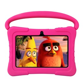 SAIWAN 7 inch Kids Tablet Android with Shockproof Case,1GB RAM 32GB ROM,Wi-Fi, GMS, Parental Control, Dual Camera, Tablet with BT, Educational, Games(Pink)