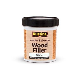 RUSTINS Acrylic Wood Filler, White, 250 ml - Multi-Purpose Wood Repair Compound for Cracks, Gaps, & Surface Imperfections – Quick-Drying, Sandable, & Paintable for Interior & Exterior Use