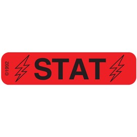 Pharmex 1-375 "STAT" Permanent Paper Label, 1 9/16" x 3/8", Red, Pack of 1000