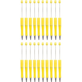 Wyjuan 20Pcs Yellow Beaded Ballpoint Pen Cute Appearance Detachable Fashion Comfortable Grip Bead Pen Pen Assorted Bead Pen Shaft Black Ink Pen Teens Students School Office Stick Ballpoint Pens