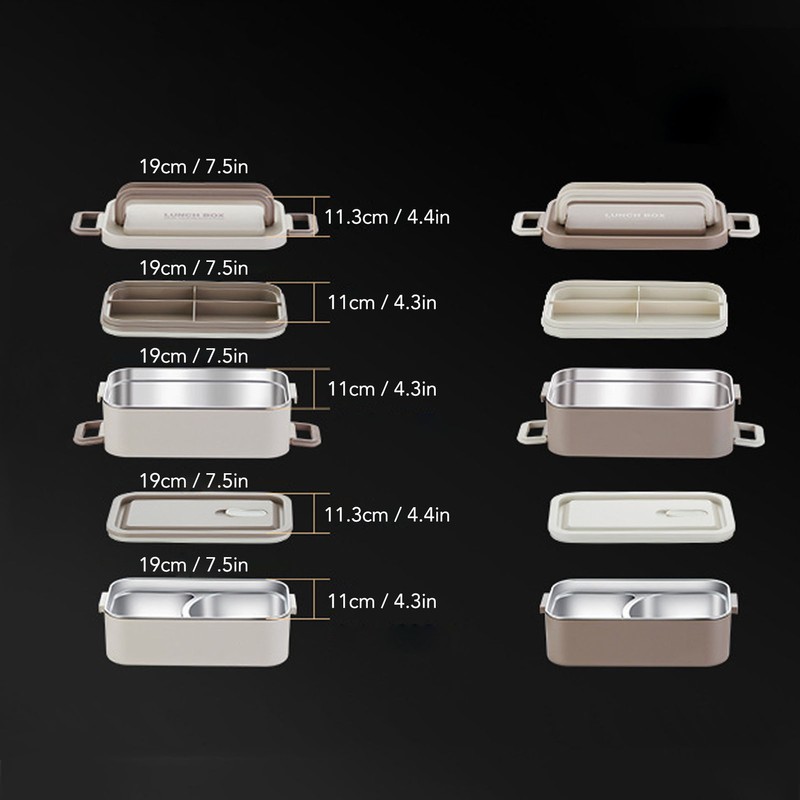 2 Tier Stackable Bento Box 304 Stainless Steel Insulated Lunch