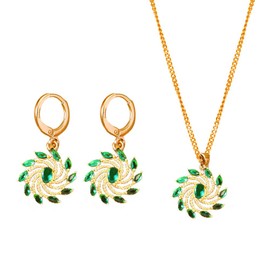 TTPSRY Jewellery Sets for Women Christmas Crystal Pendant Necklace Earring Sets Jewelry Costume Jewellery Christmas Jewellery for Festival (Green)