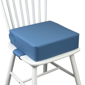 Booster Seat for Kitchen Chair (PU Material),Toddler Booster Seats for Dining Table Portable for Travel Camping Eating Double Safe Straps Non-Slip Bottom (Blue)