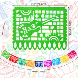 Qpout Day of the Dead Banners Mexican Banner Party Decorations, 4 Pack Colorful Openwork Mexican Fiesta Party Dia De Los Muertos Garland Cinco De Mayo Decorations for Party Favor Indoor Outdoor Decor