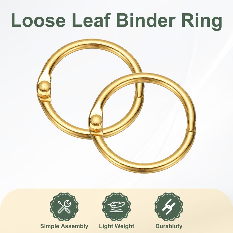 PATIKIL 20pcs Loose Leaf Binder Rings 1.2" Metal Open Card