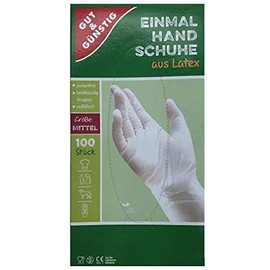 Pack of 100 Disposable Gloves Latex Gloves Powder-Free Food Safe Size M