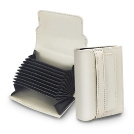 AdiStylinno Credit Card Holder, Compact Card Holder Wallet Small Card Case for Women Wallet with 9 Card Slots 2 Cash Slots (White)