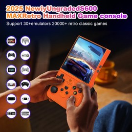 WYGAMING S600 Retro Gaming Console, Retro Handheld Console 4.0'' Screen Linux System, 64G TF Card, Support 30+ Simulators, 3500mAh Rechargeable Portable Pocket Arcade