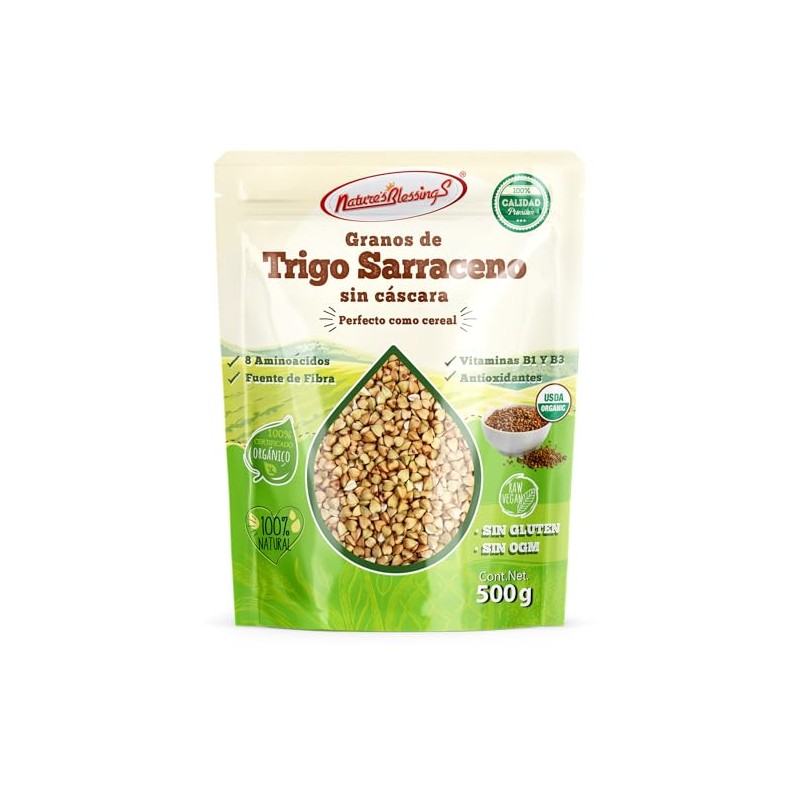 Nature's Blessings Granos de Trigo Sarraceno o Alforfon Orgánico 500g