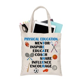 PLITI PE Teacher Tote Bag Physical Education Teacher Appreciation Travel Pouch Teacher Mentor Gift Gym Sports Teacher Travel Pouch, Physical Education Tgu
