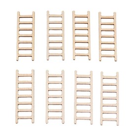 50PCS Mini Wooden Step Ladder Ornaments Fairy Garden Ladder Micro Landscape Ornament Wooden DIY Craft Ladder for Mini House Flower Pot Decor Wooden Stairs