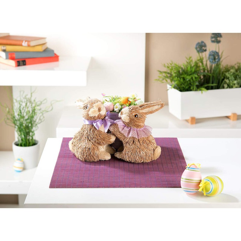 infactory Easter Decoration: Decorative Easter Bunny Couple with Easter Egg