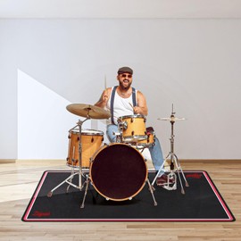 ZLDYPINK 4Ft x 5.3Ft Drum Rug Outdoor Indoor, Soundproof Carpet Mat with Non-Slip Grip Bottom for Piano,Guitar,Record Room